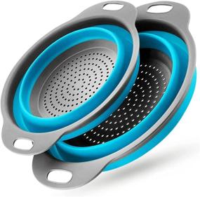 img 4 attached to 🍝 Convenient Collapsible Colander: 2 Pcs Silicone Kitchen Strainer - Effortless Pasta, Vegetable, and Fruit Draining