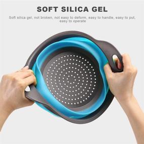 img 2 attached to 🍝 Convenient Collapsible Colander: 2 Pcs Silicone Kitchen Strainer - Effortless Pasta, Vegetable, and Fruit Draining