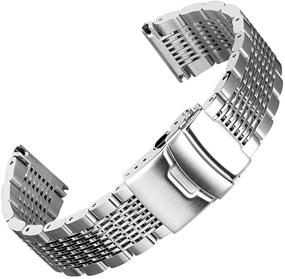 img 3 attached to ⌚️ Enhance Your Timepiece with a Solid Stainless Steel Mesh Watch Band - Elegant Brushed & Polished Metal Strap Bracelet for Men and Women - Available in 20mm, 22mm, and 24mm Sizes - Black, Silver, Blue, Gold, and Rose Gold Options