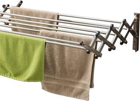 img 4 attached to AERO W Racks - Stainless Steel Wall Mounted Collapsible Laundry Clothes Drying Rack with 60 lb Capacity and 22.5 Linear Feet Coverage