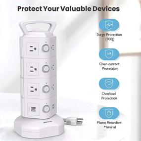 img 3 attached to ⚡️ JACKYLED Power Strip Tower: Источник питания с 14 розетками, 4 USB-портами и 6,5 футовым удлинителем для зарядки дома и офиса - белый