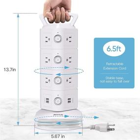 img 1 attached to ⚡️ JACKYLED Power Strip Tower: Источник питания с 14 розетками, 4 USB-портами и 6,5 футовым удлинителем для зарядки дома и офиса - белый