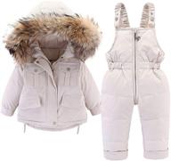 👶 jeleuon baby girls 2-piece winter warm hooded snowsuit with fur trim, puffer down jacket and snow ski bib pants outfits logo