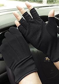 img 1 attached to 🧤 Advanced Lightweight Fingerless Gloves: Unisex UV Sun Protection, Breathable, Antislip Driving Cotton Gloves with Touchscreen Function