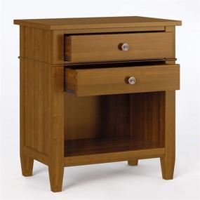 img 2 attached to Simplihome Carlton 24-Inch Wide Night Stand: Solid Wood Bedside Table with Storage - Contemporary Modern Design in Light Golden Brown Shade, 2 Drawers & 1 Shelf - Ideal for Bedroom Décor