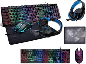 img 4 attached to Gaming 4 in 1 Set: Rainbow Backlit Keyboard, Mouse, Headset & Mousepad | Anti-Ghost Keys | USB & Audio Compatibility | Compatible with PS5, Xbox One, Windows & iMac