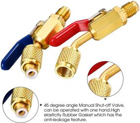 img 1 attached to 🔧 Mudder R410A Valve Core Remover Kits: Air Conditioning Refrigerant Angled Compact Ball Valve with SAE 1/4 and 5/16 Port R410 R32 Brass Adapter, Including 20 Valve Cores, 10 Brass Nut, and 270 Sealing Washer