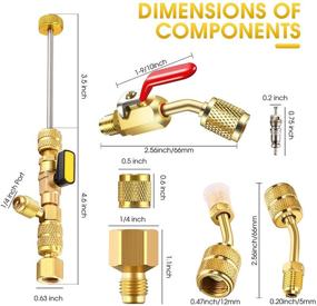 img 3 attached to 🔧 Mudder R410A Valve Core Remover Kits: Air Conditioning Refrigerant Angled Compact Ball Valve with SAE 1/4 and 5/16 Port R410 R32 Brass Adapter, Including 20 Valve Cores, 10 Brass Nut, and 270 Sealing Washer