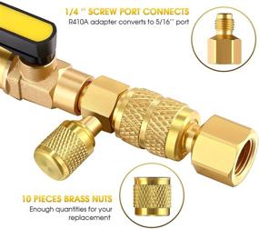 img 2 attached to 🔧 Mudder R410A Valve Core Remover Kits: Air Conditioning Refrigerant Angled Compact Ball Valve with SAE 1/4 and 5/16 Port R410 R32 Brass Adapter, Including 20 Valve Cores, 10 Brass Nut, and 270 Sealing Washer