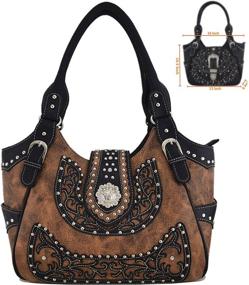 img 3 attached to 👜 Western Style Berry Conchos Cowgirl Country Purse Crossbody Handbags: Women's Shoulder Bags & Wallet Set in Brown