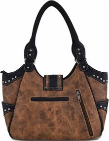 img 1 attached to 👜 Western Style Berry Conchos Cowgirl Country Purse Crossbody Handbags: Women's Shoulder Bags & Wallet Set in Brown