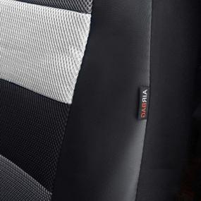 img 1 attached to Flying Banner Car Seat Covers Full Set Front Seats And Rear Bench Black Leather And Red Fabric Mesh Cover Breathable Black With Grey And White Color (White)