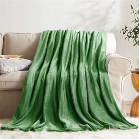 img 4 attached to 🌿 Ultra-Soft Emerald KMUSET Fleece Blanket Twin Size: Lightweight, Cozy Microfiber Luxury Bed Blanket