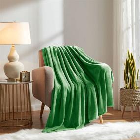 img 2 attached to 🌿 Ultra-Soft Emerald KMUSET Fleece Blanket Twin Size: Lightweight, Cozy Microfiber Luxury Bed Blanket