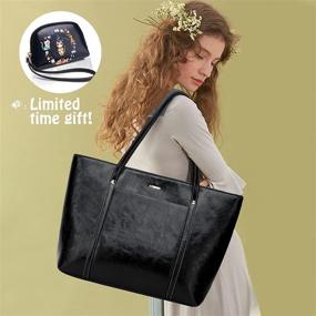 img 3 attached to Black098 Green Women's Leather Shoulder Satchel: Elegant Handbag & Wallet Set