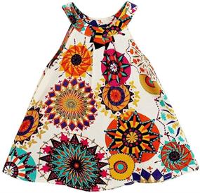 img 4 attached to Boho Button Lace Sleeveless Sunflower Floral Princess 🌼 Dress for Toddler Girls - Trendy Toddler Girl Clothing