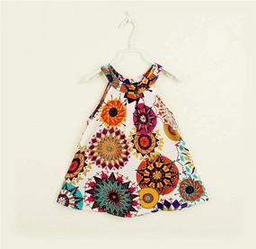 img 2 attached to Boho Button Lace Sleeveless Sunflower Floral Princess 🌼 Dress for Toddler Girls - Trendy Toddler Girl Clothing