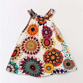 img 3 attached to Boho Button Lace Sleeveless Sunflower Floral Princess 🌼 Dress for Toddler Girls - Trendy Toddler Girl Clothing