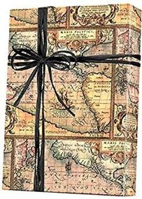 img 1 attached to 🌍 Global Traveler's World Map Gift Wrap - 12ft Folded with Gift Tags