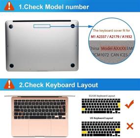 img 3 attached to 🖥️ Applefuns 13 Inch MacBook Air Case (A1932 A2179 M1 A2337) - 2021 2020 2019 2018 Release, Retina Display Touch ID, 3 in 1, Black