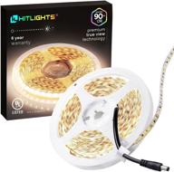 💡 ul-listed hitlights 16.4ft neutral white led strip lights - premium high density 2835, 600 leds, 4000k, 44w, cri 90+, 900lumen/m 12v dc led tape lights for under cabinet, kitchen, lighting project логотип