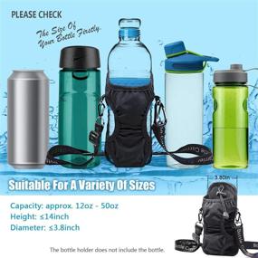 img 2 attached to 🔌 Black Portable Water Bottle Holder - Foldable Pouch, Detachable Adjustable Shoulder Strap, Sling Bag with Carabiner for Outdoor Activities