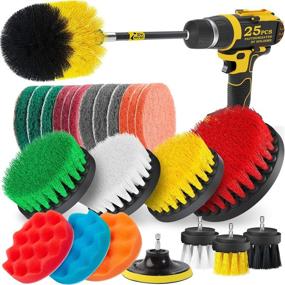 img 4 attached to Holikme 25Piece Drill Brush Attachments Set: Ultimate Power Scrubber Kit for Deep Cleaning Grout, Tiles, Sinks, Bathtub, Bathroom, and Kitchen Surfaces