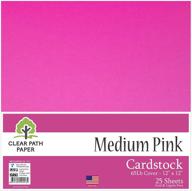 🌸 high-quality medium pink cardstock - 12 x 12 inch - 65lb cover - 25 sheets - clear path paper: perfect for crafts and scrapbooking logo