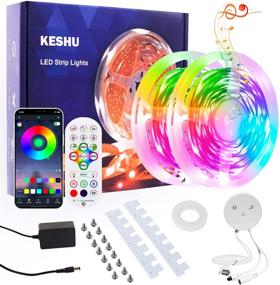 img 4 attached to 🌈 Efficient Control of KESHU Smart LED Strip Lights - 50ft RGB Bluetooth App Controlled LED Lights for Bedroom, Living Room, Kitchen - Music Sync and Color Changing - Home Indoor Lighting Solution