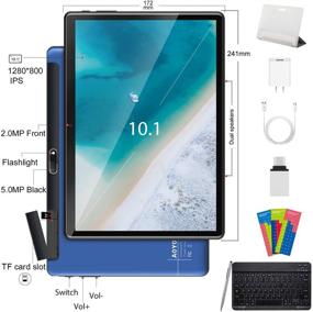 img 1 attached to 📱 5G WiFi Android 10.0 Tablet 10 Inch 2 in 1 with Keyboard, 4GB RAM, 64GB ROM, Quad-Core 1.6GHz Processor, Bluetooth, Type-C, Google Certified Tablet PC – Expandable Storage up to 128GB