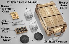 img 1 attached to Premium Whiskey Stones Gift Set: Includes Whiskey Glass, Chilling Stones, and Wooden Army Crate - Perfect Whiskey Gift For Men, Dad, Husband, Boyfriend