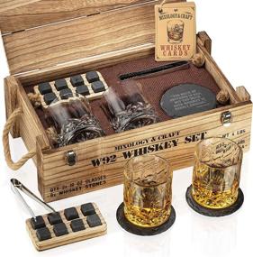 img 3 attached to Premium Whiskey Stones Gift Set: Includes Whiskey Glass, Chilling Stones, and Wooden Army Crate - Perfect Whiskey Gift For Men, Dad, Husband, Boyfriend