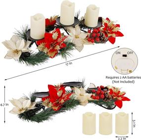 img 3 attached to 🕯️ Joliyoou Christmas Tabletop Centerpieces with Light-Up Poinsettia Candle Holder - Festive Metal Candelabrum for Xmas Holiday Decoration