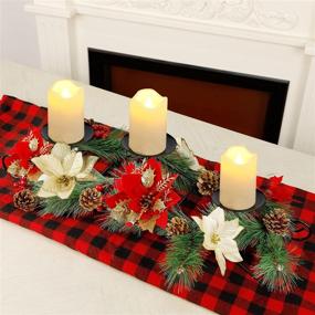 img 4 attached to 🕯️ Joliyoou Christmas Tabletop Centerpieces with Light-Up Poinsettia Candle Holder - Festive Metal Candelabrum for Xmas Holiday Decoration