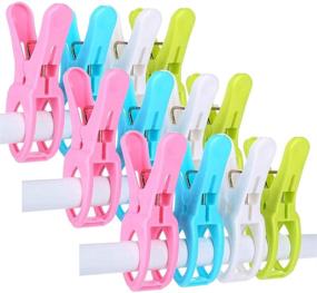 img 4 attached to 🏖️ 12 Pack of IELEK Beach Towel Clips - Cruise Chair Holder, Double Thickness, Fashion Colors, Plastic Quilt Hanging Clamps - Jumbo Size for Pool Loungers, Clothes, Blanket, Swimsuits, and Curtains