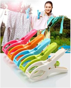 img 1 attached to 🏖️ 12 Pack of IELEK Beach Towel Clips - Cruise Chair Holder, Double Thickness, Fashion Colors, Plastic Quilt Hanging Clamps - Jumbo Size for Pool Loungers, Clothes, Blanket, Swimsuits, and Curtains