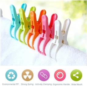 img 3 attached to 🏖️ 12 Pack of IELEK Beach Towel Clips - Cruise Chair Holder, Double Thickness, Fashion Colors, Plastic Quilt Hanging Clamps - Jumbo Size for Pool Loungers, Clothes, Blanket, Swimsuits, and Curtains