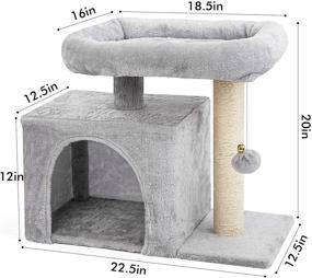 img 3 attached to Teodty 24 Inch Cat Tree Tower for Indoor Cats - Multi-Level Condo, Scratching Posts, Climbing Stand with Toy - Ideal for Medium to Small Kittens' Play and Rest