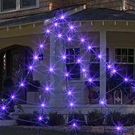 🕸️ glow in the dark spider web lights: 1617ft triangular mega black spider web with 135 led purple lights for halloween party yard bar haunted house decor indoor and outdoor decoration логотип