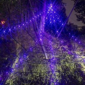 img 3 attached to 🕸️ Glow in The Dark Spider Web Lights: 1617FT Triangular Mega Black Spider Web with 135 LED Purple Lights for Halloween Party Yard Bar Haunted House Decor Indoor and Outdoor Decoration