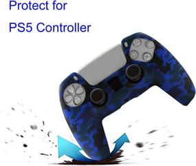 img 1 attached to 🎮 PS5 DualSense Controller Skin - Hikfly Silicone Cover for Playstation 5 Controller Grips, Non-Slip Skin - 2 Skins with 8 Thumb Grip Caps (Blue, Red)