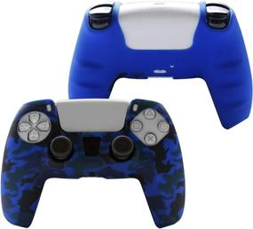 img 2 attached to 🎮 PS5 DualSense Controller Skin - Hikfly Silicone Cover for Playstation 5 Controller Grips, Non-Slip Skin - 2 Skins with 8 Thumb Grip Caps (Blue, Red)