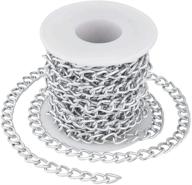 silver plated twisted link aluminum curb chains - ideal for bracelet, necklace, and jewelry making - spool included - 16.4 feet logo