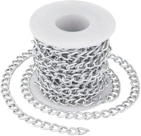 img 4 attached to Silver Plated Twisted Link Aluminum Curb Chains - Ideal for Bracelet, Necklace, and Jewelry Making - Spool Included - 16.4 Feet