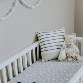 img 1 attached to 🐻 Cute and Comfy Ely's & Co. Jersey Cotton Grey and White Toddler Crib Sheet Set with Abstract Stripes and Dots - 2 Pack