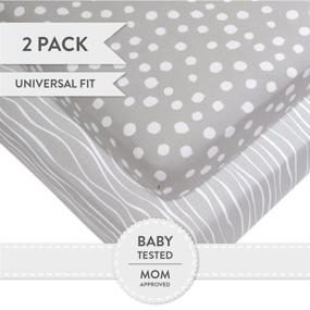 img 3 attached to 🐻 Cute and Comfy Ely's & Co. Jersey Cotton Grey and White Toddler Crib Sheet Set with Abstract Stripes and Dots - 2 Pack