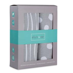 img 4 attached to 🐻 Cute and Comfy Ely's & Co. Jersey Cotton Grey and White Toddler Crib Sheet Set with Abstract Stripes and Dots - 2 Pack