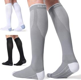 img 4 attached to 🧦 CelerSport Compression Socks (3 Pairs) - 20-30 mmHg Running Support for Men and Women