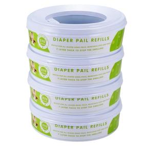 img 4 attached to 👶 Tact-Pro Refill for Diaper Genie Diaper Pails 4 Pack - 1,120 Count (Improved Version): Efficient Diaper Disposal Solution