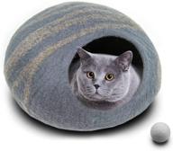 🐈 philojoy premium felt cat bed cave: handmade, eco-friendly 100% merino wool bed for cats and kittens - covered and comfortable cat house and bed for kitty (large) logo